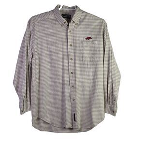 Arkansas Razorbacks Men's Medium Red Striped Long Sleeve Button Down Shirt